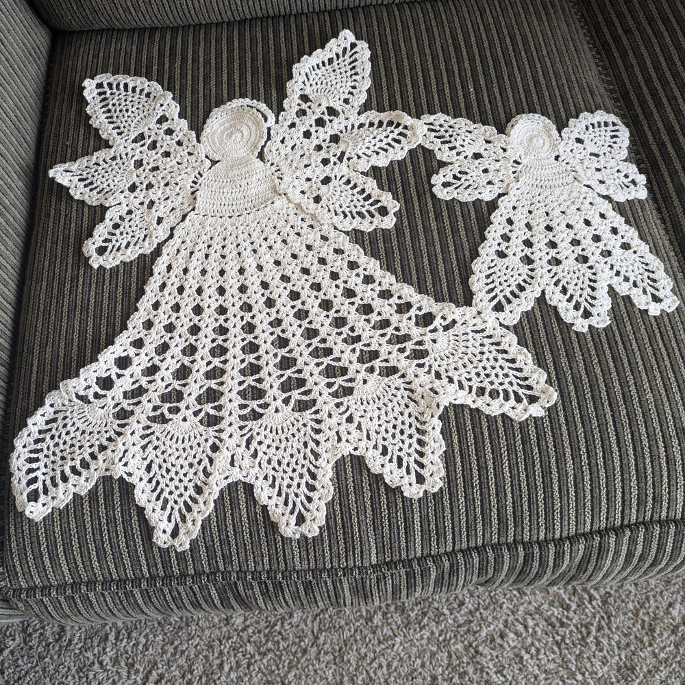 Handmade Crochet Angel Doilies - Set of 2